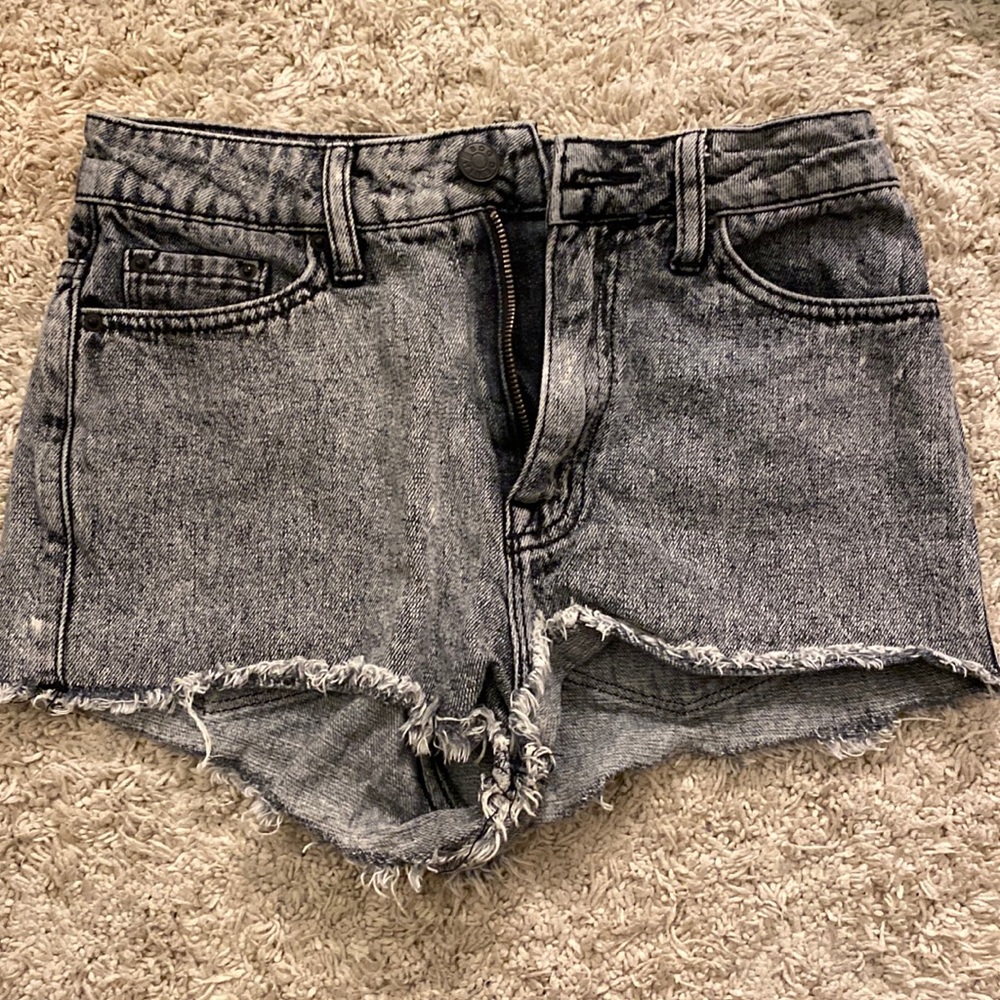 Black acid wash BDG jean shorts